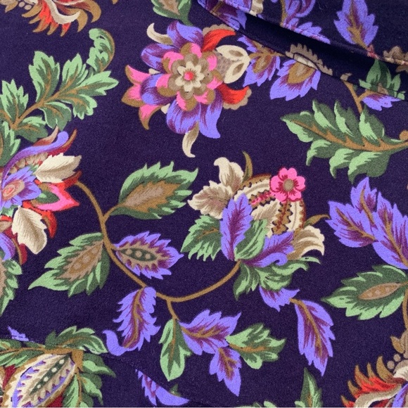 Roamans Shirt Woman 2X  Purple Floral Button Up Long Sleeve Tunic  Side Colorful - Picture 6 of 11
